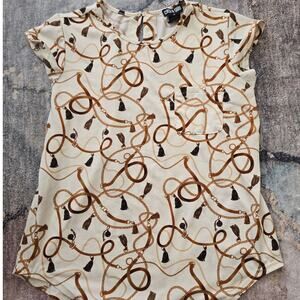 Women's COCO & SHAY Blouse Tassels and Chains Pattern Size Medium